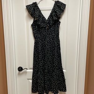 *NWT* Banana Republic Sz S Black w White Daisy Flutter Cap Sleeve Midi Sundress
